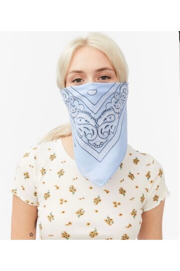Buz Mavi Unisex Desenli Bandana Cd136
