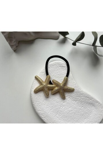 Kadın Gold Renk Deniz Yıldızı Lastik Toka BE130