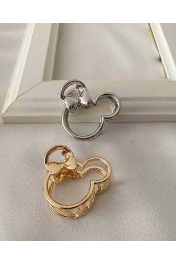 Kadın Gümüş Renk Figürlü Metal Mandal Toka BE64