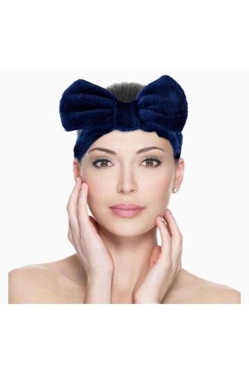 Kadın Lacivert Peluş Makyaj Saç Bandı CD527