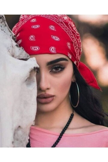 Kırmızı Unisex Desenli Bandana Cd136