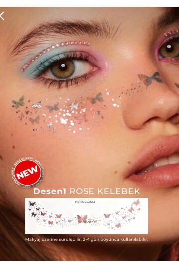 Unisex Gold Renk Kelebek Desen Su Geçirmez Çil Sticker BE16