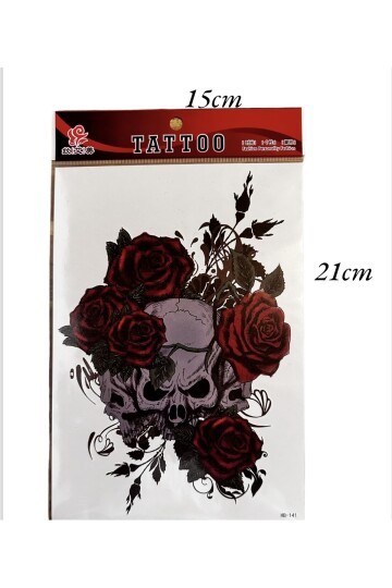 Unisex Kuru Kafa ve Gül Geçici Dövme CD658