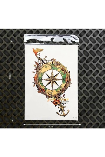 Unisex Renkli Pusula Geçici Dövme