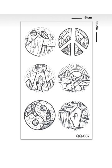 Unisex Uzaylı ve Dağ Desen Geçici Dövme CD591