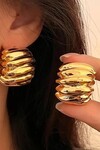 Kadın Gold Renk Oval Küpe BE179