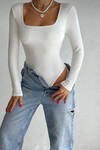 Kadın Kare Yaka Çıtçıtlı Body BE164