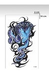 Unisex Mavi Renkli Kobra Desen Geçici Dövme CD387